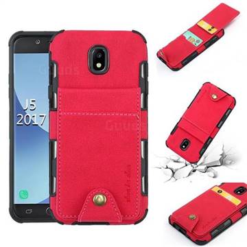 Woven Pattern Multi-function Leather Phone Case for Samsung Galaxy J5 2017 J530 Eurasian - Red