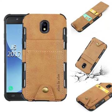 Woven Pattern Multi-function Leather Phone Case for Samsung Galaxy J5 2017 J530 Eurasian - Golden