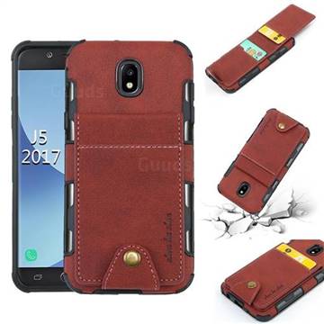 Woven Pattern Multi-function Leather Phone Case for Samsung Galaxy J5 2017 J530 Eurasian - Brown
