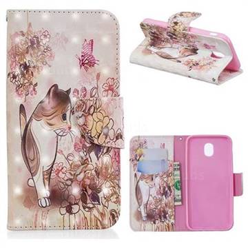 Flower Butterfly Cat 3D Painted Leather Wallet Phone Case for Samsung Galaxy J5 2017 J530 Eurasian