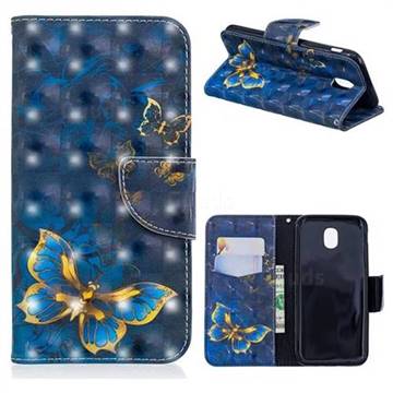Gold Butterfly 3D Painted Leather Wallet Phone Case for Samsung Galaxy J5 2017 J530 Eurasian