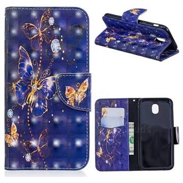 Purple Butterfly 3D Painted Leather Wallet Phone Case for Samsung Galaxy J5 2017 J530 Eurasian