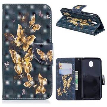 Silver Golden Butterfly 3D Painted Leather Wallet Phone Case for Samsung Galaxy J5 2017 J530 Eurasian