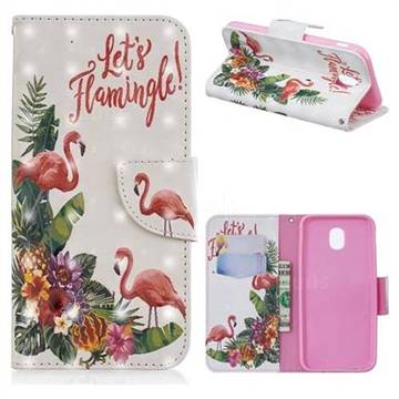 Flower Flamingo 3D Painted Leather Wallet Phone Case for Samsung Galaxy J5 2017 J530 Eurasian