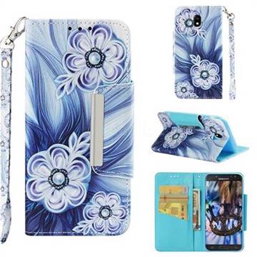 Button Flower Big Metal Buckle PU Leather Wallet Phone Case for Samsung Galaxy J5 2017 J530 Eurasian