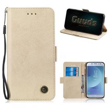 Retro Classic Leather Phone Wallet Case Cover for Samsung Galaxy J5 2017 J530 Eurasian - Golden