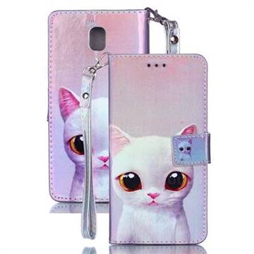 White Cat Blue Ray Light PU Leather Wallet Case for Samsung Galaxy J5 2017 J530 Eurasian