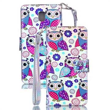Happy Owl Blue Ray Light PU Leather Wallet Case for Samsung Galaxy J5 2017 J530 Eurasian