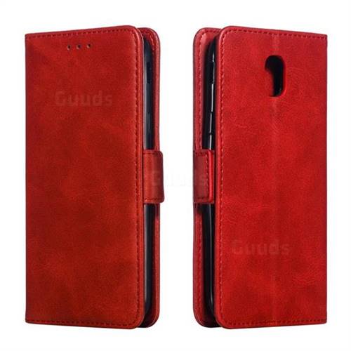 Retro Classic Calf Pattern Leather Wallet Phone Case for Samsung Galaxy J5 2017 J530 Eurasian - Red