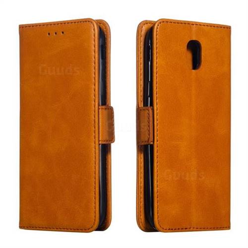 Retro Classic Calf Pattern Leather Wallet Phone Case for Samsung Galaxy J5 2017 J530 Eurasian - Yellow