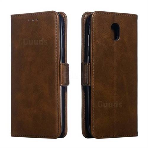 Retro Classic Calf Pattern Leather Wallet Phone Case for Samsung Galaxy J5 2017 J530 Eurasian - Brown