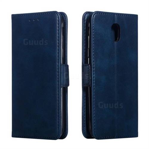 Retro Classic Calf Pattern Leather Wallet Phone Case for Samsung Galaxy J5 2017 J530 Eurasian - Blue
