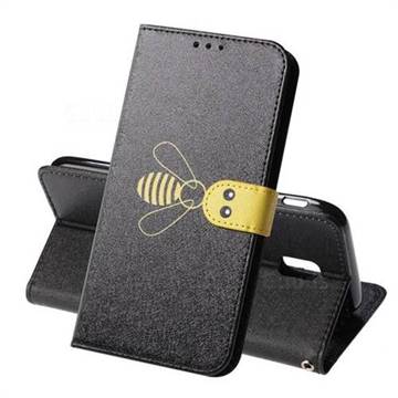 Silk Texture Bee Pattern Leather Phone Case for Samsung Galaxy J5 2017 J530 Eurasian - Black