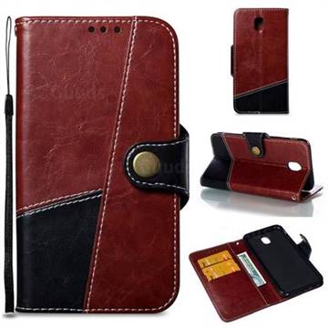Retro Magnetic Stitching Wallet Flip Cover for Samsung Galaxy J5 2017 J530 Eurasian - Dark Red
