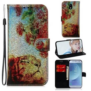 Tiger Rose Laser Shining Leather Wallet Phone Case for Samsung Galaxy J5 2017 J530 Eurasian