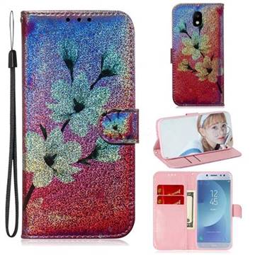 Magnolia Laser Shining Leather Wallet Phone Case for Samsung Galaxy J5 2017 J530 Eurasian