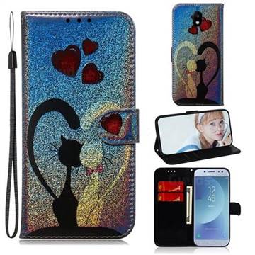 Love Cat Laser Shining Leather Wallet Phone Case for Samsung Galaxy J5 2017 J530 Eurasian