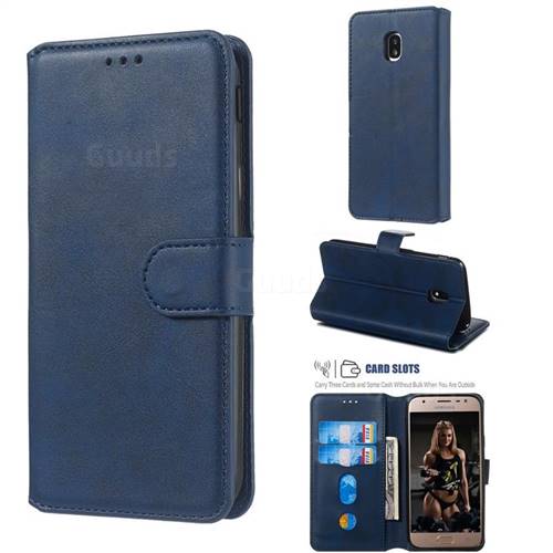 Retro Calf Matte Leather Wallet Phone Case for Samsung Galaxy J5 2017 J530 Eurasian - Blue