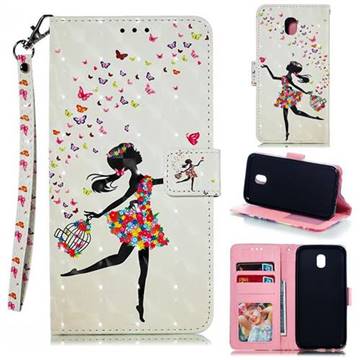 Flower Girl 3D Painted Leather Phone Wallet Case for Samsung Galaxy J5 2017 J530 Eurasian