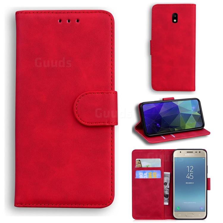 Retro Classic Skin Feel Leather Wallet Phone Case for Samsung Galaxy J5 2017 J530 Eurasian - Red