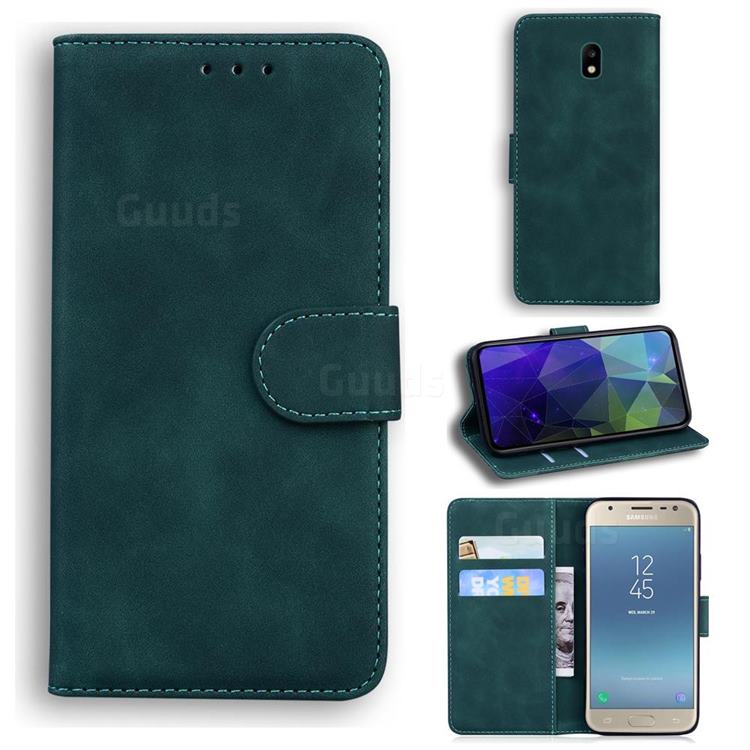 Retro Classic Skin Feel Leather Wallet Phone Case for Samsung Galaxy J5 2017 J530 Eurasian - Green