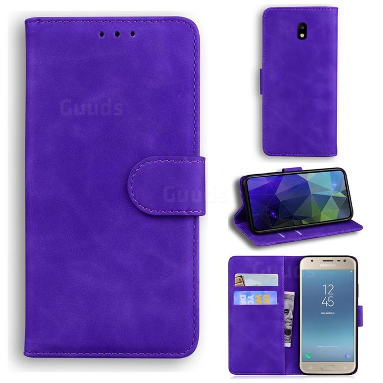 Retro Classic Skin Feel Leather Wallet Phone Case for Samsung Galaxy J5 2017 J530 Eurasian - Purple