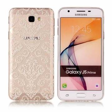 White Lace Flowers Super Clear Soft TPU Back Cover for Samsung Galaxy J5 Prime