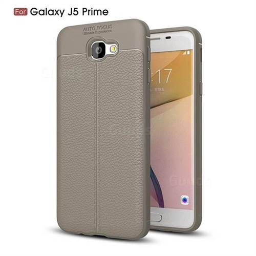 Luxury Auto Focus Litchi Texture Silicone TPU Back Cover for Samsung Galaxy J5 Prime - Gray