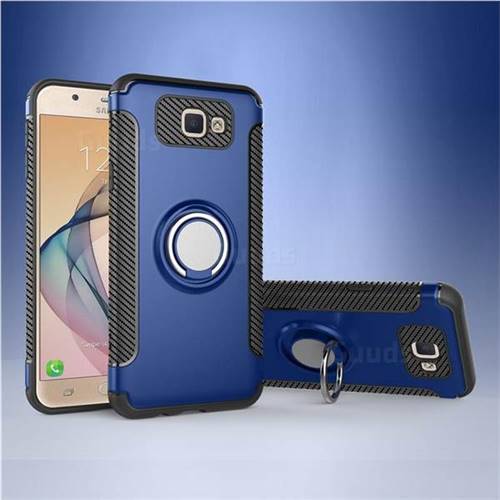 Armor Anti Drop Carbon PC + Silicon Invisible Ring Holder Phone Case for Samsung Galaxy J5 Prime - Sapphire