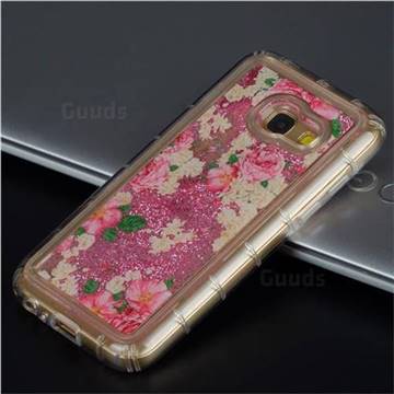 Rose Flower Glassy Glitter Quicksand Dynamic Liquid Soft Phone Case for Samsung Galaxy J5 Prime