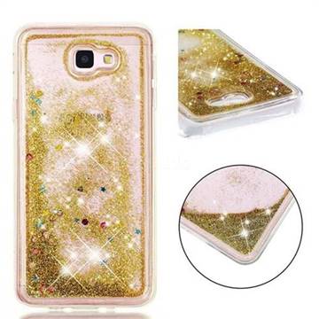 Dynamic Liquid Glitter Quicksand Sequins TPU Phone Case for Samsung Galaxy J5 Prime - Golden