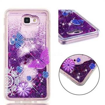 Purple Flower Butterfly Dynamic Liquid Glitter Quicksand Soft TPU Case for Samsung Galaxy J5 Prime