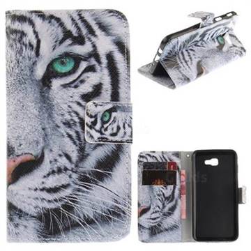 White Tiger PU Leather Wallet Case for Samsung Galaxy J5 Prime