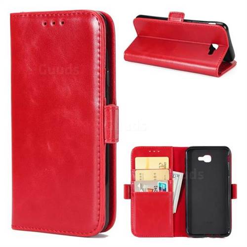 Luxury Crazy Horse PU Leather Wallet Case for Samsung Galaxy J5 Prime - Red
