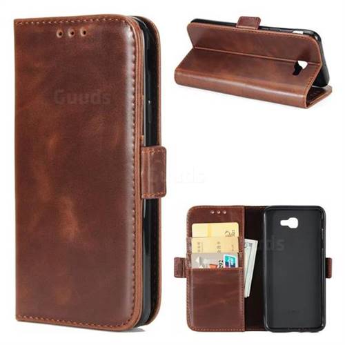 Luxury Crazy Horse PU Leather Wallet Case for Samsung Galaxy J5 Prime - Coffee