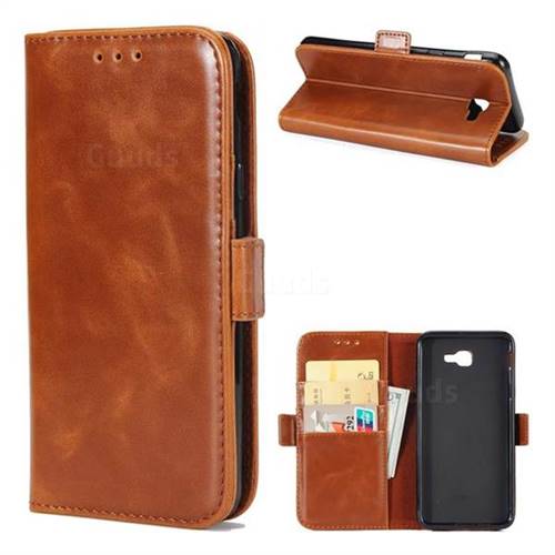 Luxury Crazy Horse PU Leather Wallet Case for Samsung Galaxy J5 Prime - Brown