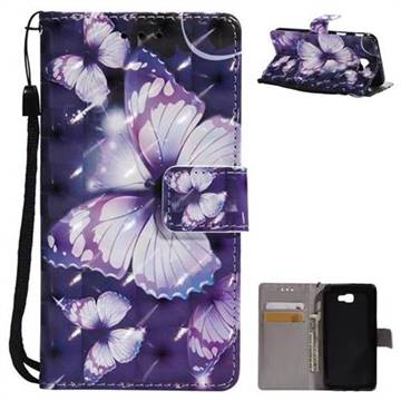 Violet butterfly 3D Painted Leather Wallet Case for Samsung Galaxy J5 Prime