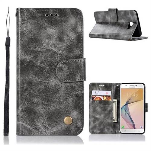 Luxury Retro Leather Wallet Case for Samsung Galaxy J5 Prime - Gray