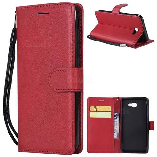 Retro Greek Classic Smooth PU Leather Wallet Phone Case for Samsung Galaxy J5 Prime - Red