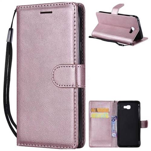 Retro Greek Classic Smooth PU Leather Wallet Phone Case for Samsung Galaxy J5 Prime - Rose Gold
