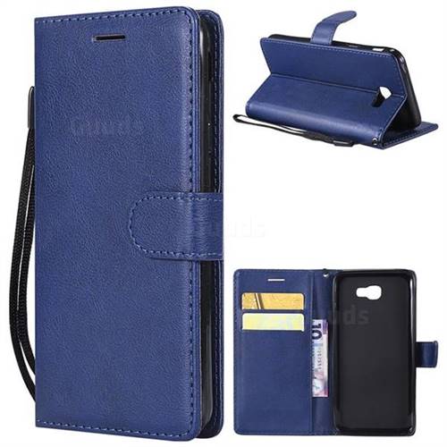 Retro Greek Classic Smooth PU Leather Wallet Phone Case for Samsung Galaxy J5 Prime - Blue