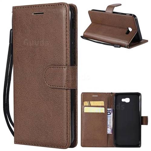 Retro Greek Classic Smooth PU Leather Wallet Phone Case for Samsung Galaxy J5 Prime - Brown