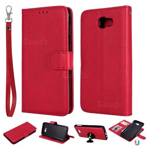 Retro Greek Detachable Magnetic PU Leather Wallet Phone Case for Samsung Galaxy J5 Prime - Red