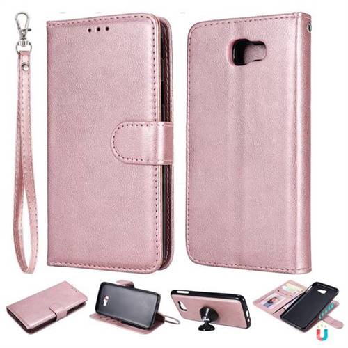 Retro Greek Detachable Magnetic PU Leather Wallet Phone Case for Samsung Galaxy J5 Prime - Rose Gold