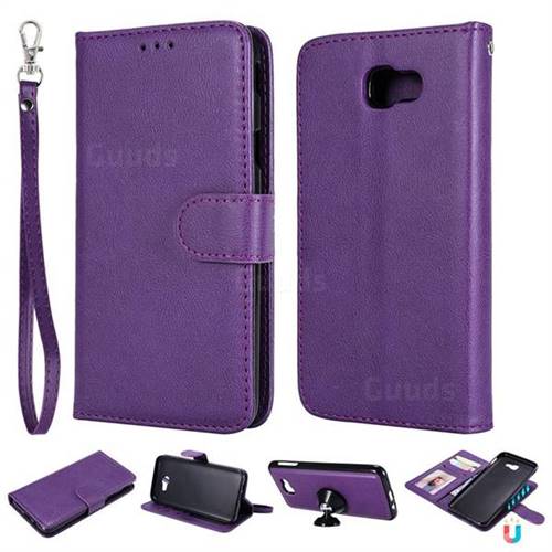 Retro Greek Detachable Magnetic PU Leather Wallet Phone Case for Samsung Galaxy J5 Prime - Purple
