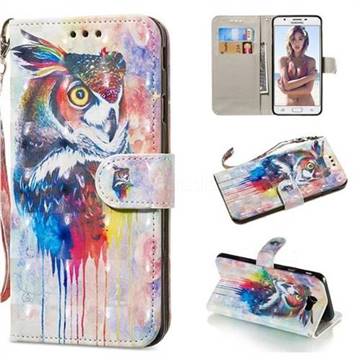 Watercolor Owl 3D Painted Leather Wallet Phone Case for Samsung Galaxy J5 Prime