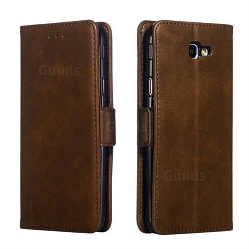 Retro Classic Calf Pattern Leather Wallet Phone Case for Samsung Galaxy J5 Prime - Brown