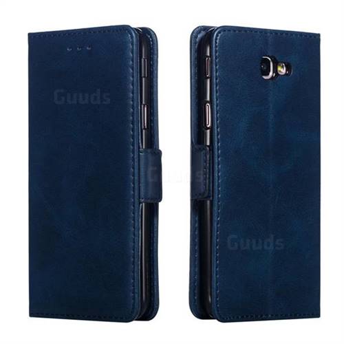 Retro Classic Calf Pattern Leather Wallet Phone Case for Samsung Galaxy J5 Prime - Blue
