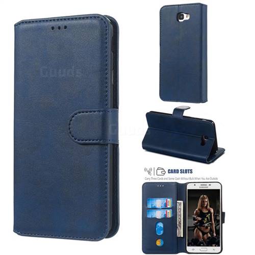 Retro Calf Matte Leather Wallet Phone Case for Samsung Galaxy J5 Prime - Blue