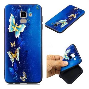 Golden Butterflies 3D Embossed Relief Black Soft Back Cover for Samsung Galaxy J6 (2018) SM-J600F